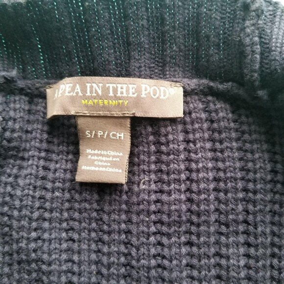 Pea In The Pod Maternity Navy Open-Front Knit Cardigan With White Striped Trim S - Picture 3 of 3